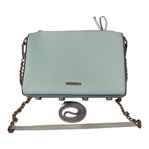 Rebecca Minkoff Avery Aqua‎ Saffiano Leather Crossbody Convertible Clutch Bag